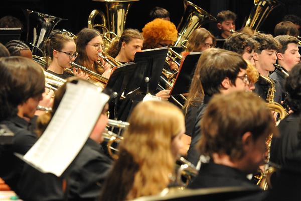 Students performing at the 2023-2024 All County Band Concert